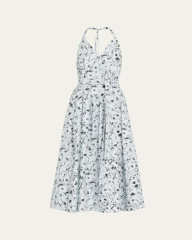 Ellison Printed Poplin Halter Dress